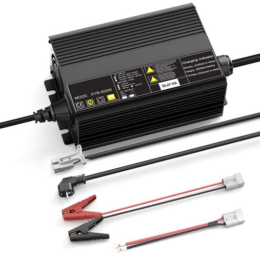 58.4V 10A Charger For 51.2V (48V) 16S LiFePO4 Battery 0V activation, automatic shutdown